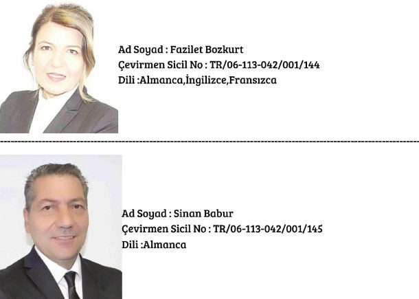 Türkisch–Deutsch Übersetzerteam: Fazilet Bozkurt & Sinan Babur – offiziell registriert Beeidigte Übersetzer Fazilet Bozkurt und Sinan Babur mit offiziellen Registernummern
